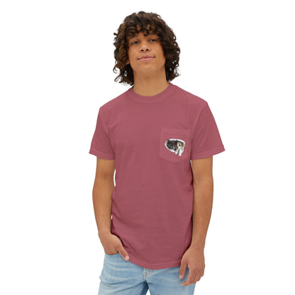 Cute 3D Cats in Pocket T-Shirt - Unisex Garment-Dyed Pocket Tee
