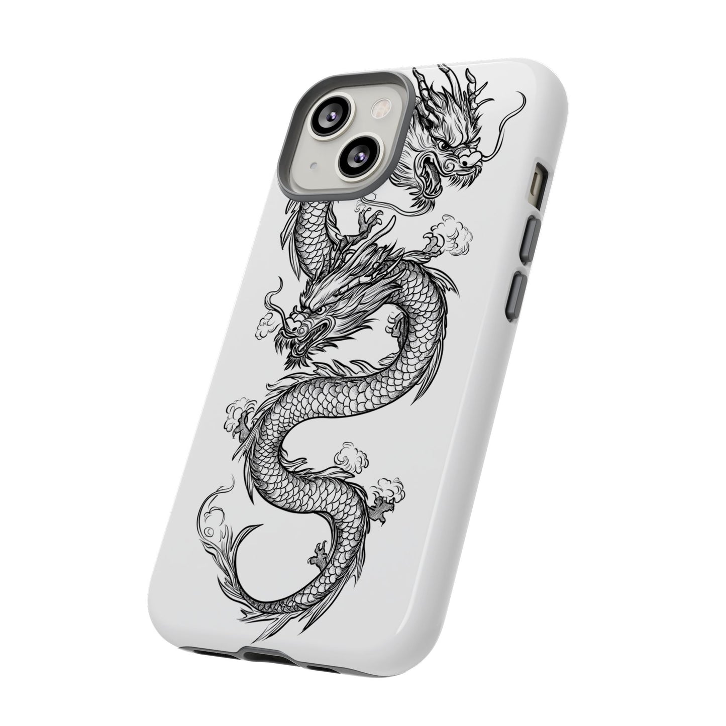 Dragons Phone Cases - Black Ink Tattoo Design of Dragons Tough Cases