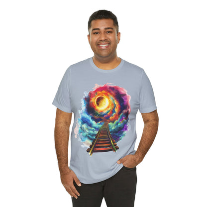 Unisex T-Shirt with 3D Watercolor Universe and an Abstract Representation with a Sun