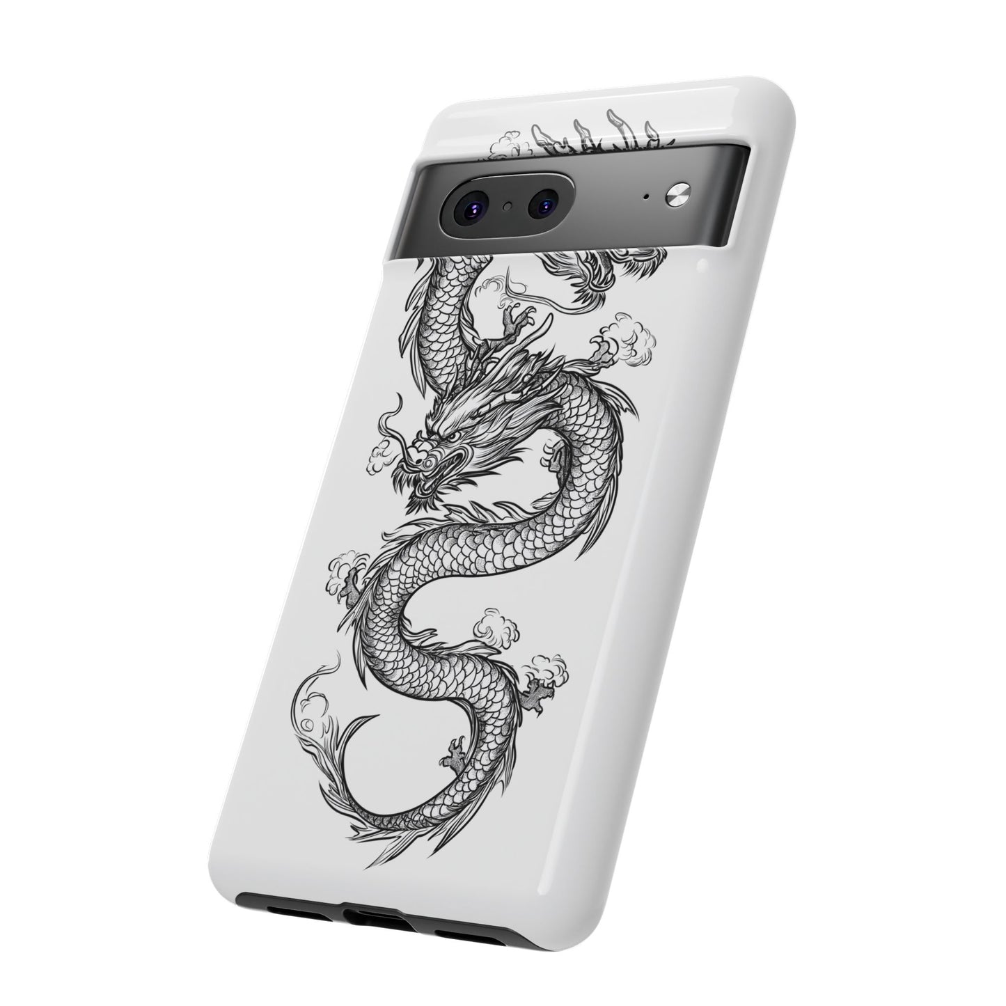 Dragons Phone Cases - Black Ink Tattoo Design of Dragons Tough Cases