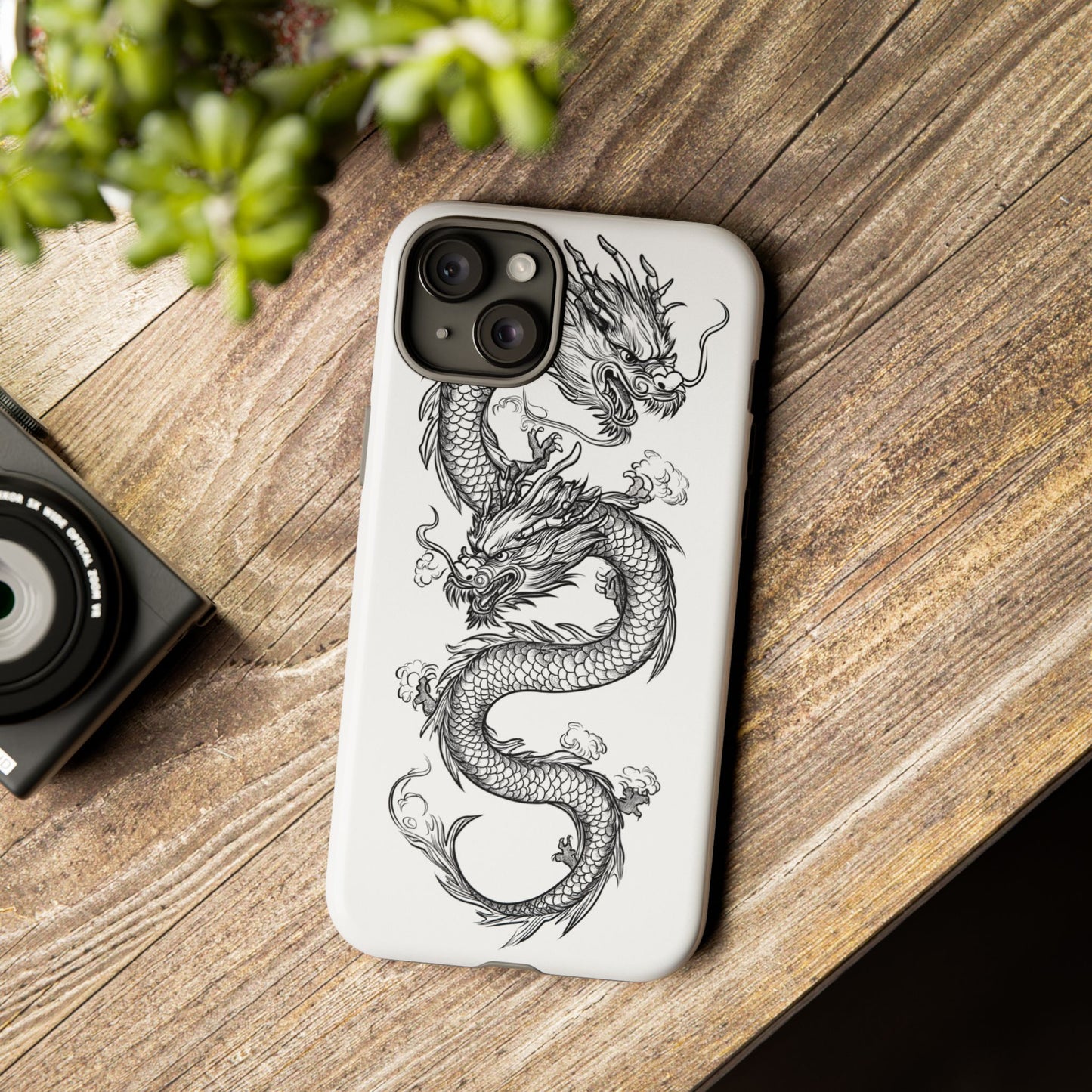 Dragons Phone Cases - Black Ink Tattoo Design of Dragons Tough Cases