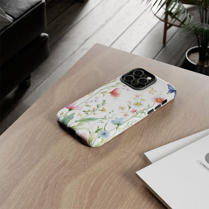 Watercolor Wildflower & Butterfly Phone Case - iPhone, Samsung, and Google case