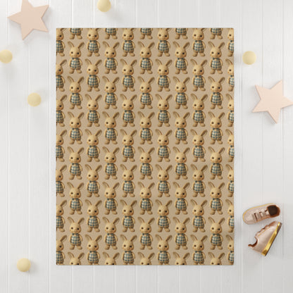 Soft Beige Fleece Baby Blanket -  Rabbit Blanket