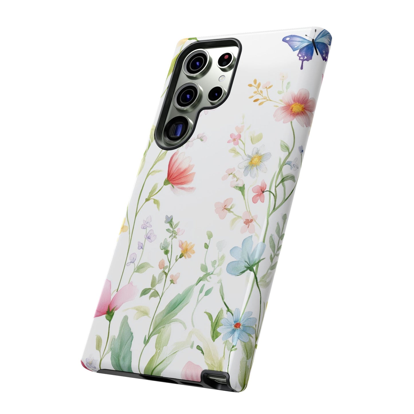 Watercolor Wildflower & Butterfly Phone Case - iPhone, Samsung, and Google case