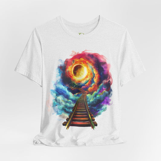 Unisex T-Shirt with 3D Watercolor Universe and an Abstract Representation with a Sun