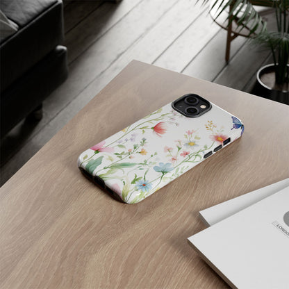 Watercolor Wildflower & Butterfly Phone Case - iPhone, Samsung, and Google case