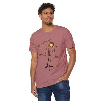 Victory Lamp Unisex Recycled Organic T-Shirt - Eco-Friendly Tee - Grow Through What You Go Through text design