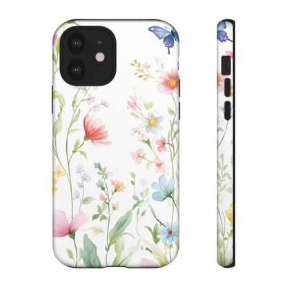 Watercolor Wildflower & Butterfly Phone Case - iPhone, Samsung, and Google case