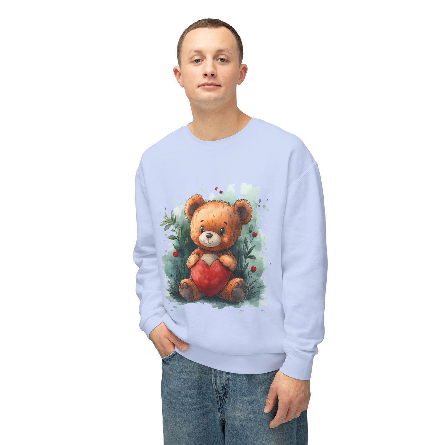 Teddy Bear Unisex Lightweight Crewneck Sweatshirt