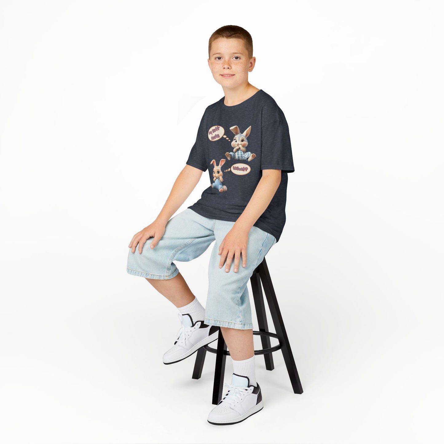 Cute Bunny Youth Heavy Cotton Tee - "My Butt Hurts" Graphic T-Shirt
