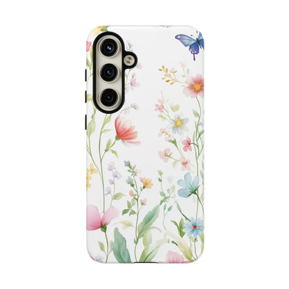 Watercolor Wildflower & Butterfly Phone Case - iPhone, Samsung, and Google case