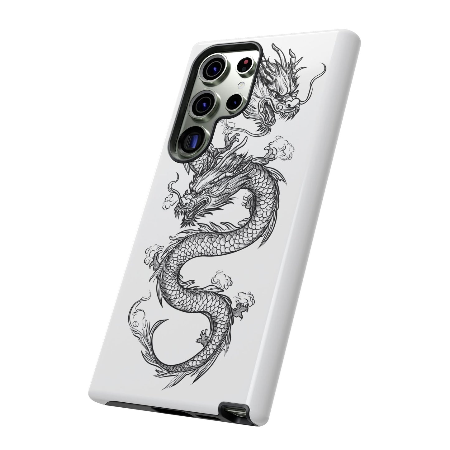 Dragons Phone Cases - Black Ink Tattoo Design of Dragons Tough Cases