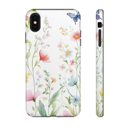 Watercolor Wildflower & Butterfly Phone Case - iPhone, Samsung, and Google case