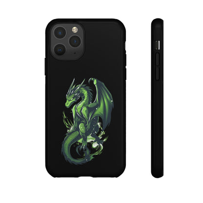 Tough Cases with Green Glowing Dragon design for iPhone, Samsung, and Google