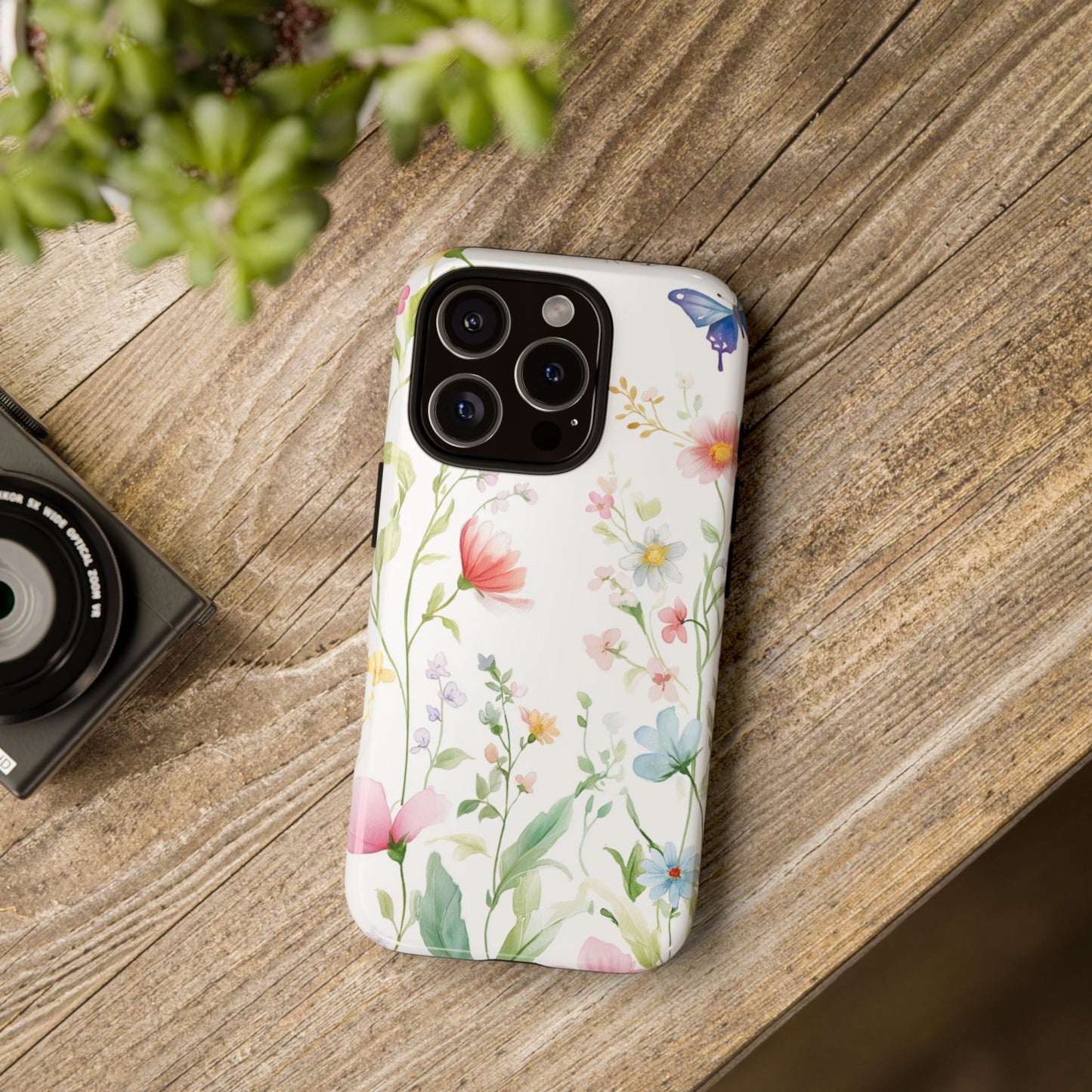 Watercolor Wildflower & Butterfly Phone Case - iPhone, Samsung, and Google case