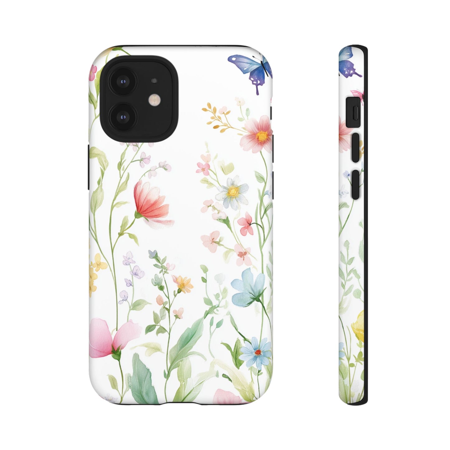 Watercolor Wildflower & Butterfly Phone Case - iPhone, Samsung, and Google case