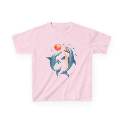 Playful Dolphins design Kids T-shirt- Unisex Kids Heavy Cotton™ Tee
