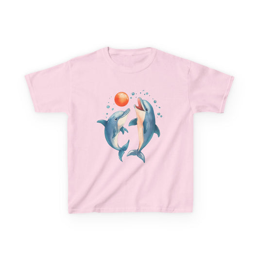 Playful Dolphins design Kids T-shirt- Unisex Kids Heavy Cotton™ Tee