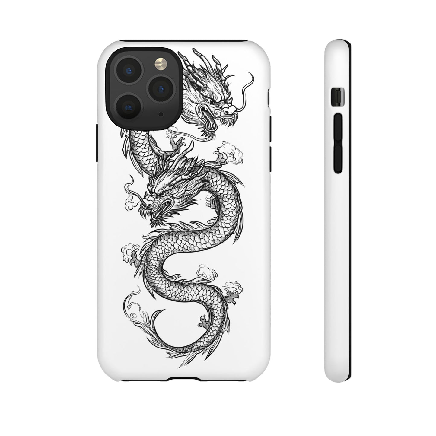 Dragons Phone Cases - Black Ink Tattoo Design of Dragons Tough Cases