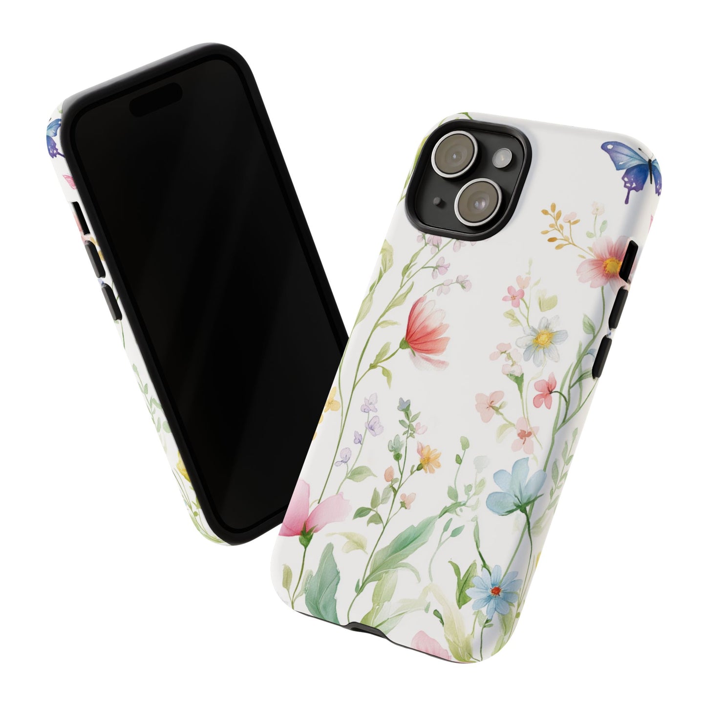 Watercolor Wildflower & Butterfly Phone Case - iPhone, Samsung, and Google case