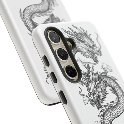 Dragons Phone Cases - Black Ink Tattoo Design of Dragons Tough Cases