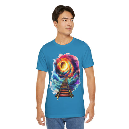 Unisex T-Shirt with 3D Watercolor Universe and an Abstract Representation with a Sun