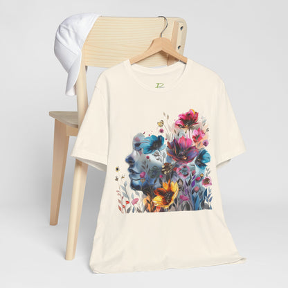 Floral Watercolor T-shirt for Women - Vibrant Artistic Tee - Lightweight Fabric Tee