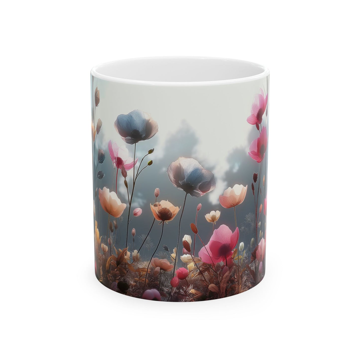 Ceramic Mug with Wildflowers design, (11oz, 15oz)