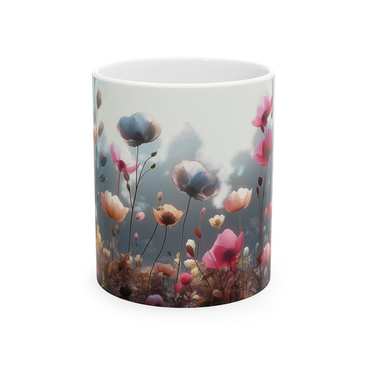 Ceramic Mug with Wildflowers design, (11oz, 15oz)