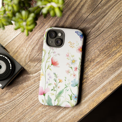 Watercolor Wildflower & Butterfly Phone Case - iPhone, Samsung, and Google case