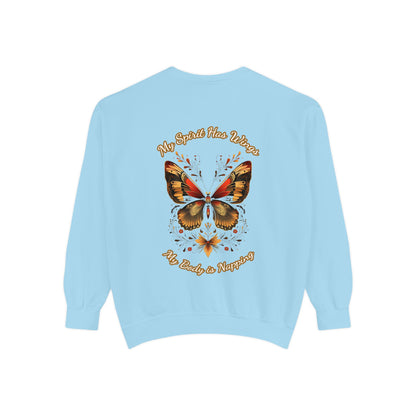 Butterfly Design Unisex Garment-Dyed Sweatshirt - Butterfly Sweatshirt