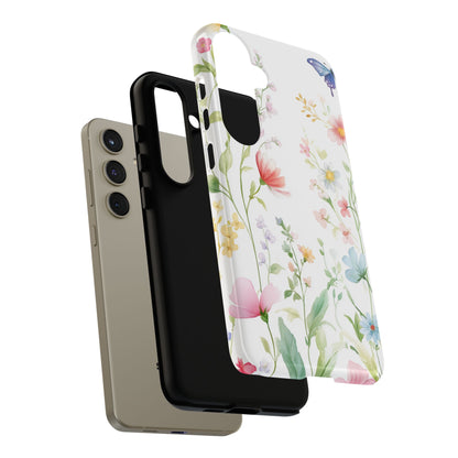 Watercolor Wildflower & Butterfly Phone Case - iPhone, Samsung, and Google case