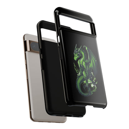 Tough Cases with Green Glowing Dragon design for iPhone, Samsung, and Google