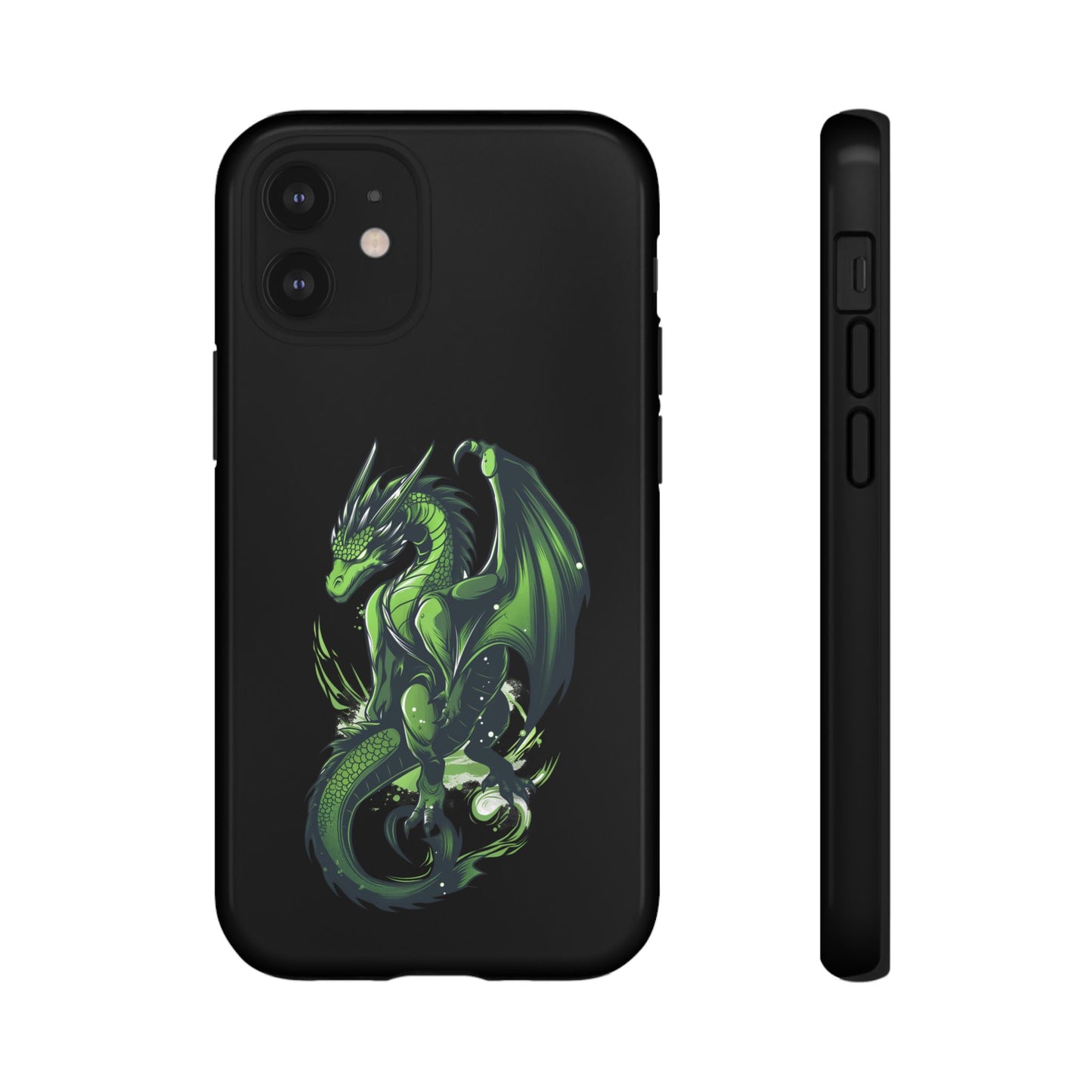 Tough Cases with Green Glowing Dragon design for iPhone, Samsung, and Google