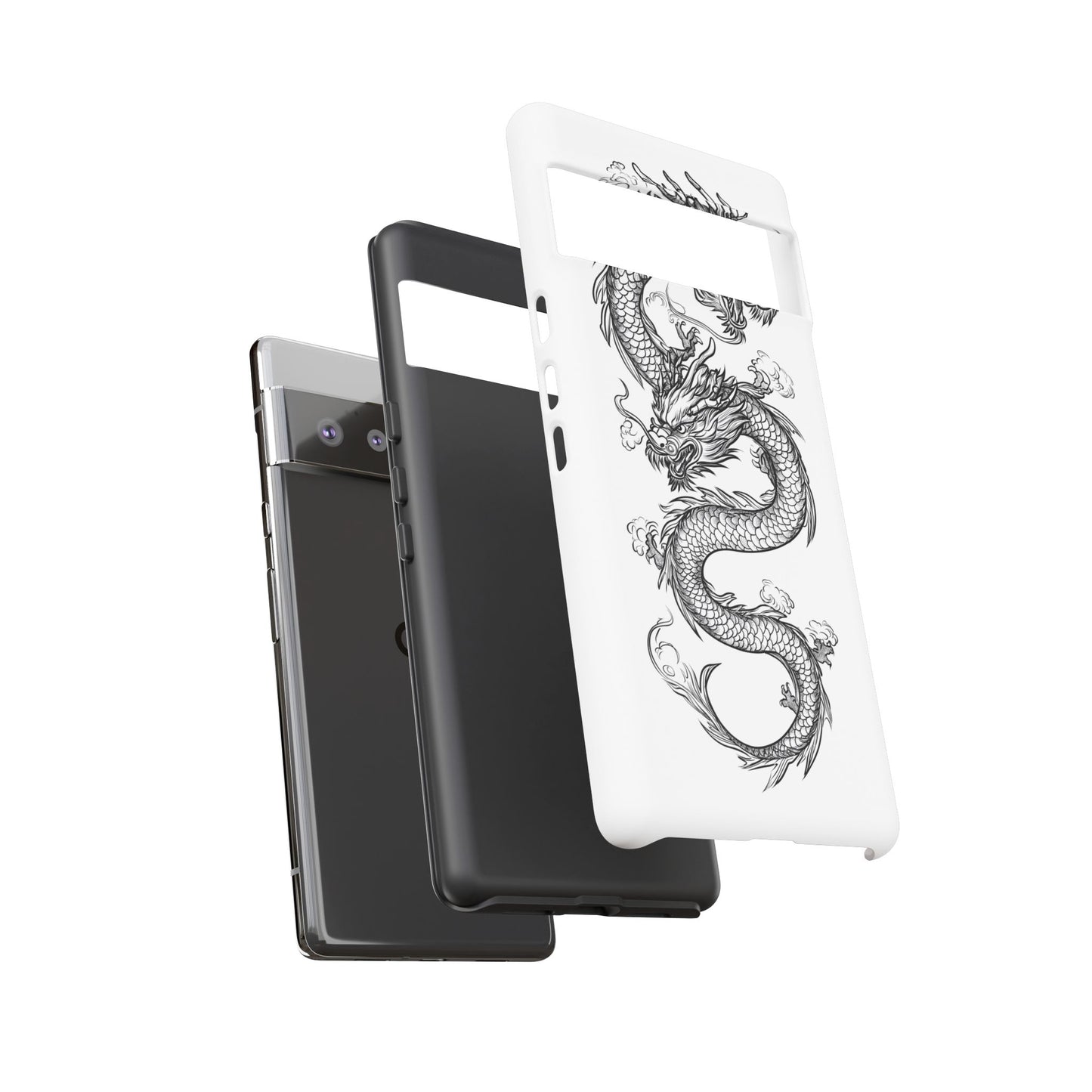 Dragons Phone Cases - Black Ink Tattoo Design of Dragons Tough Cases