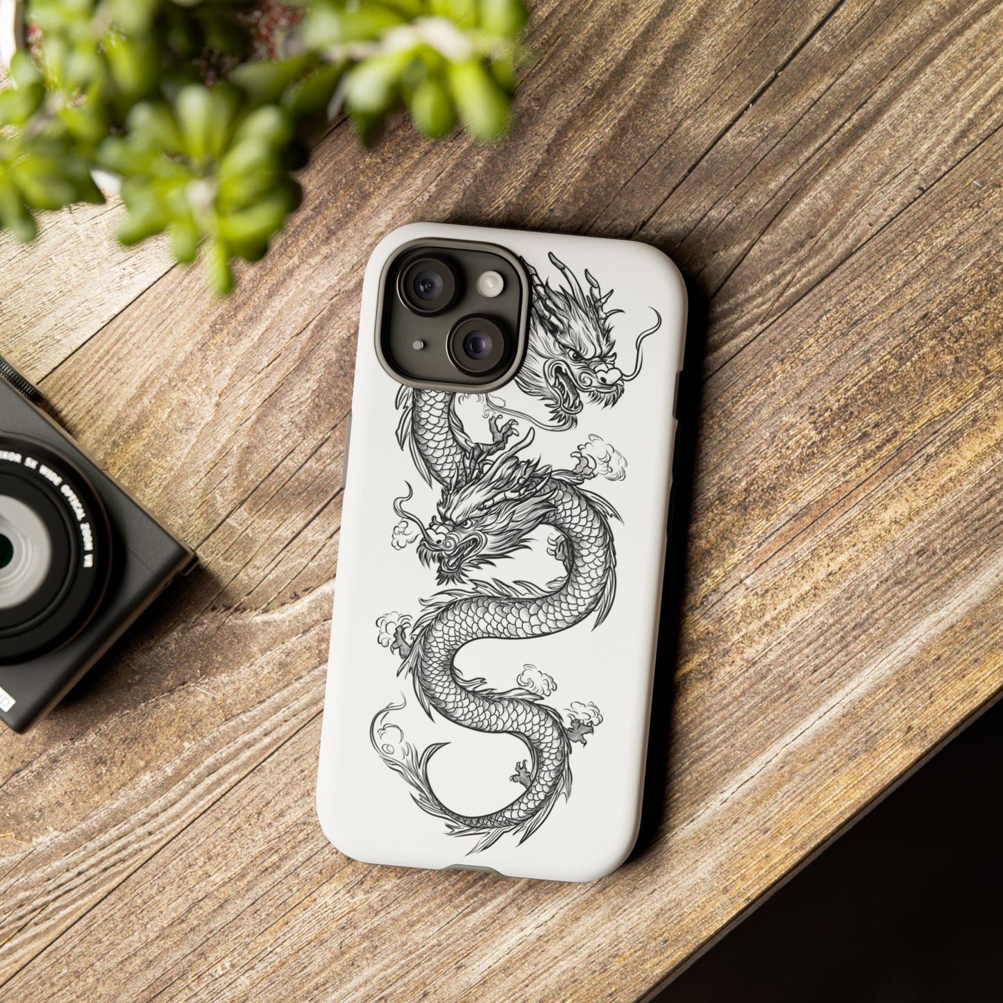 Dragons Phone Cases - Black Ink Tattoo Design of Dragons Tough Cases