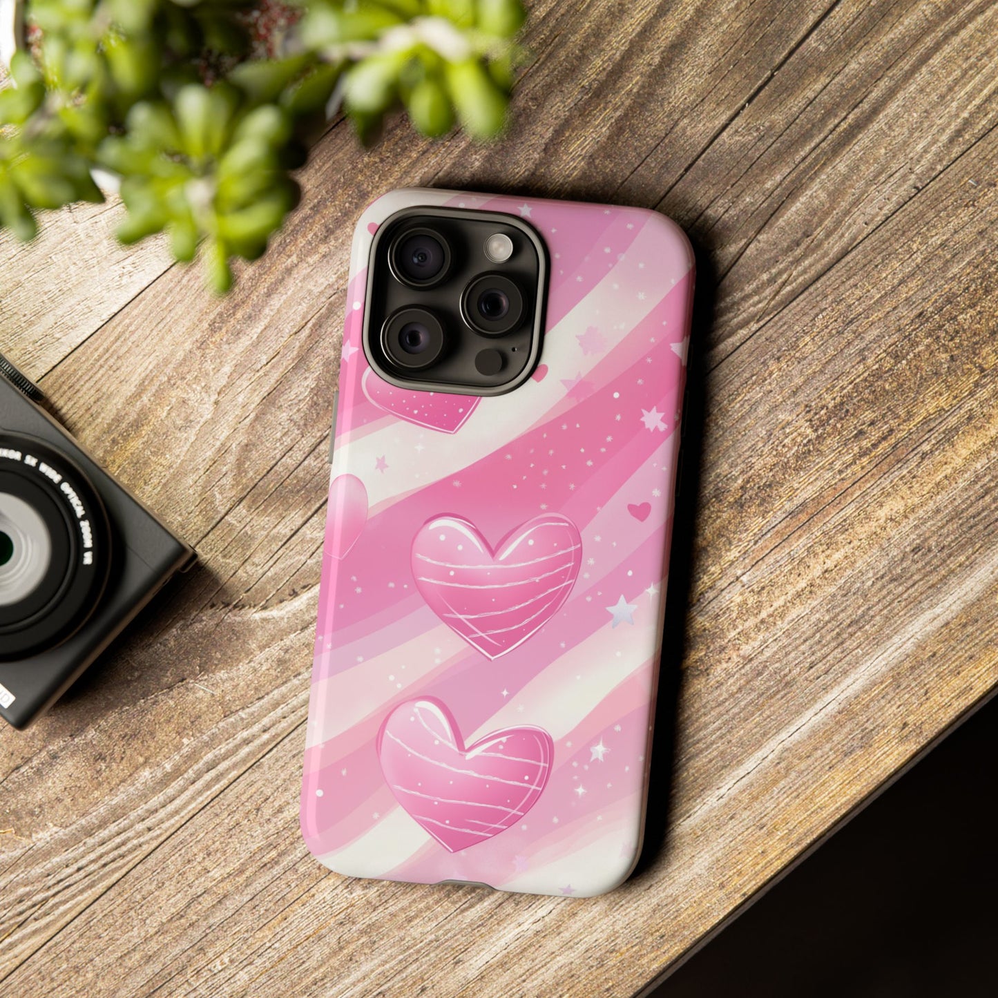 Pink Hearts Phone Case - iPhone, Samsung, and Google case