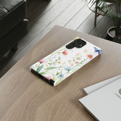 Watercolor Wildflower & Butterfly Phone Case - iPhone, Samsung, and Google case