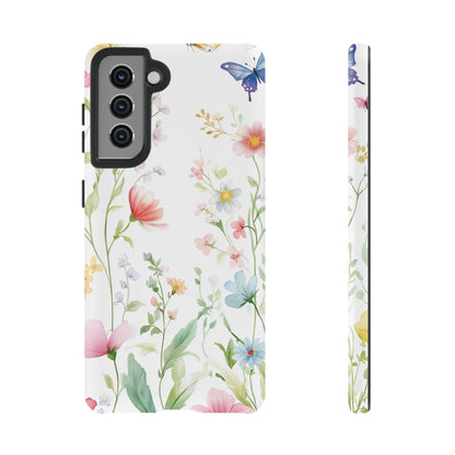 Watercolor Wildflower & Butterfly Phone Case - iPhone, Samsung, and Google case