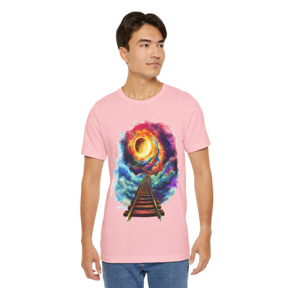Unisex T-Shirt with 3D Watercolor Universe and an Abstract Representation with a Sun