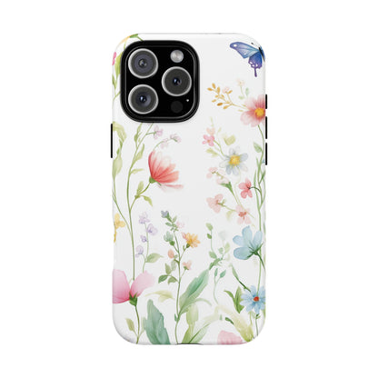 Watercolor Wildflower & Butterfly Phone Case - iPhone, Samsung, and Google case