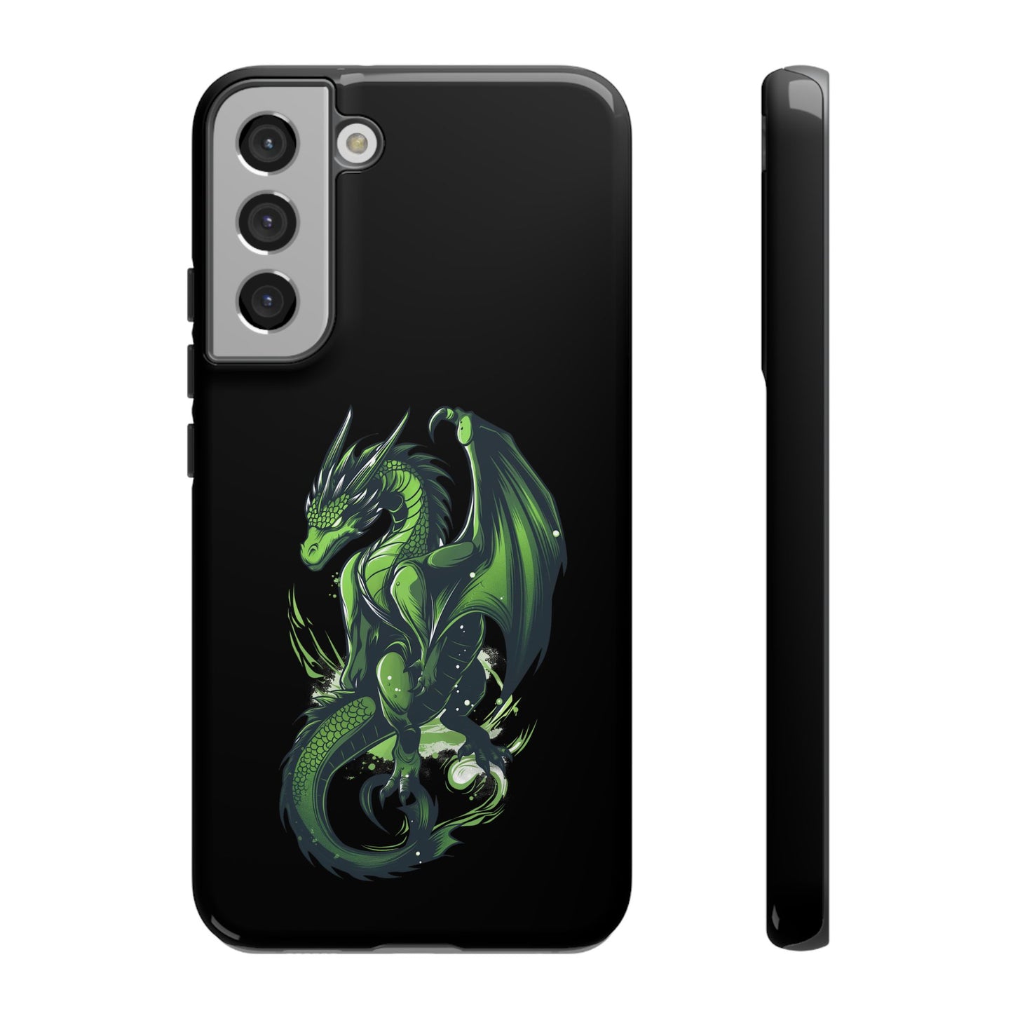 Tough Cases with Green Glowing Dragon design for iPhone, Samsung, and Google