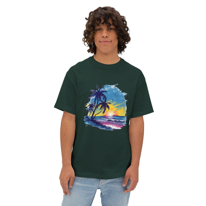 Sunset Beach Vibes Unisex Oversized Boxy Tee