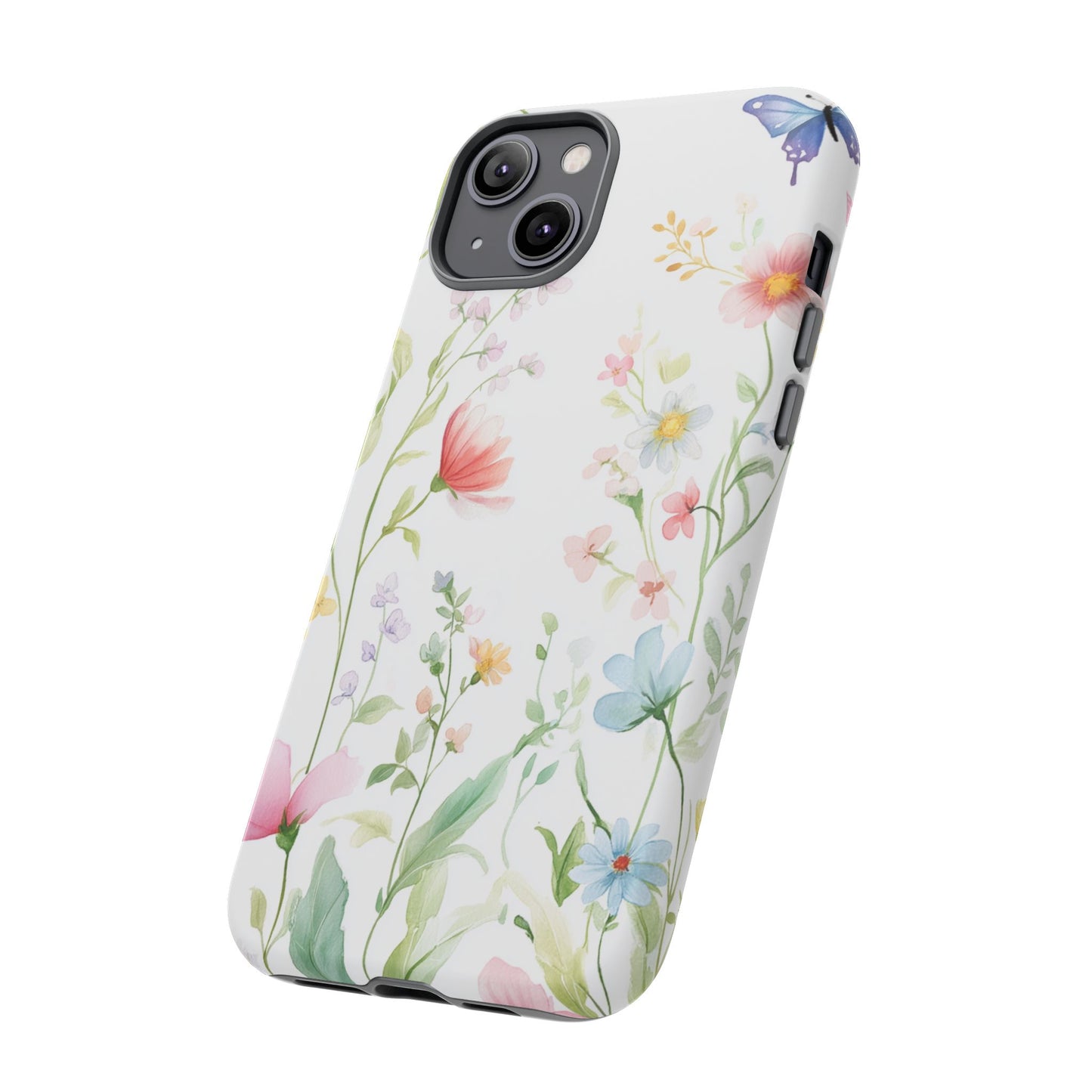 Watercolor Wildflower & Butterfly Phone Case - iPhone, Samsung, and Google case