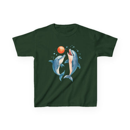 Playful Dolphins design Kids T-shirt- Unisex Kids Heavy Cotton™ Tee