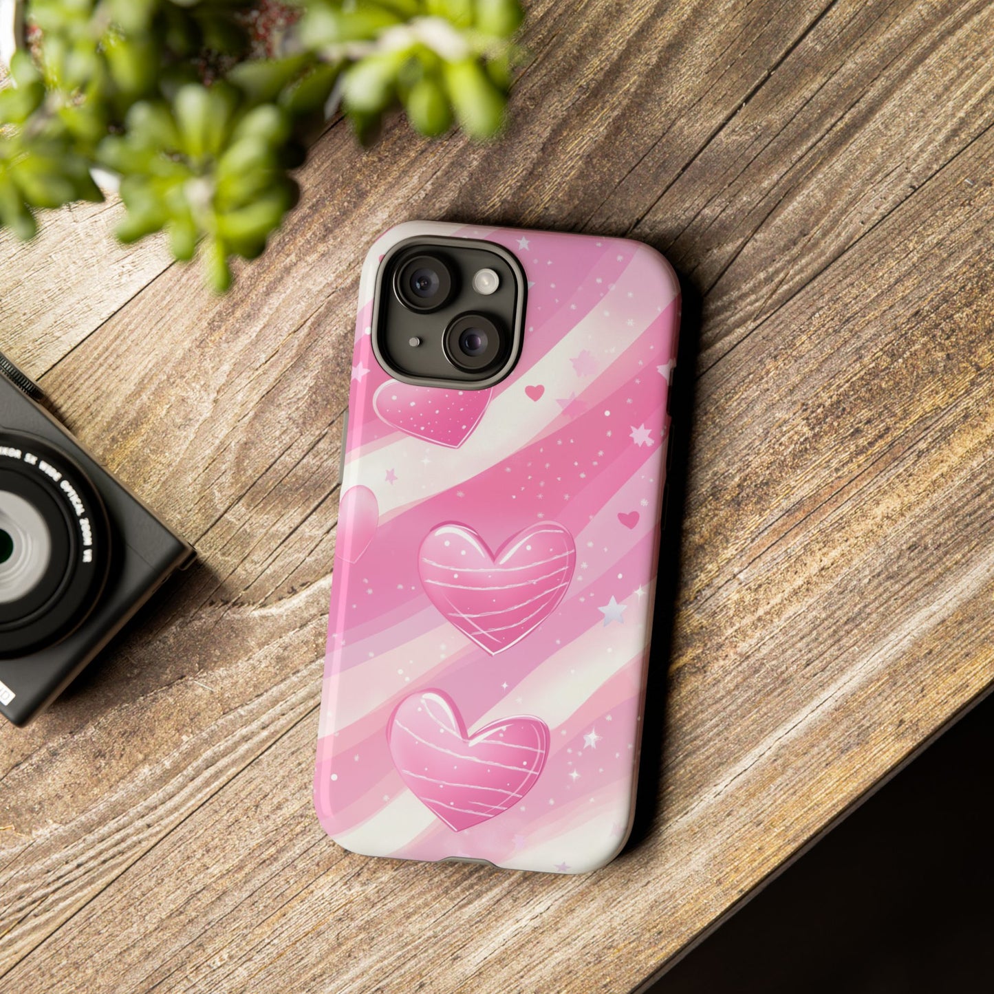 Pink Hearts Phone Case - iPhone, Samsung, and Google case