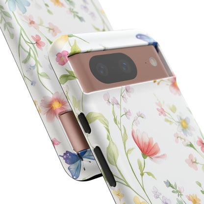 Watercolor Wildflower & Butterfly Phone Case - iPhone, Samsung, and Google case