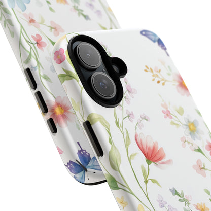 Watercolor Wildflower & Butterfly Phone Case - iPhone, Samsung, and Google case