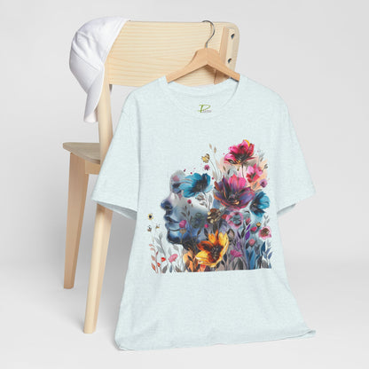 Floral Watercolor T-shirt for Women - Vibrant Artistic Tee - Lightweight Fabric Tee