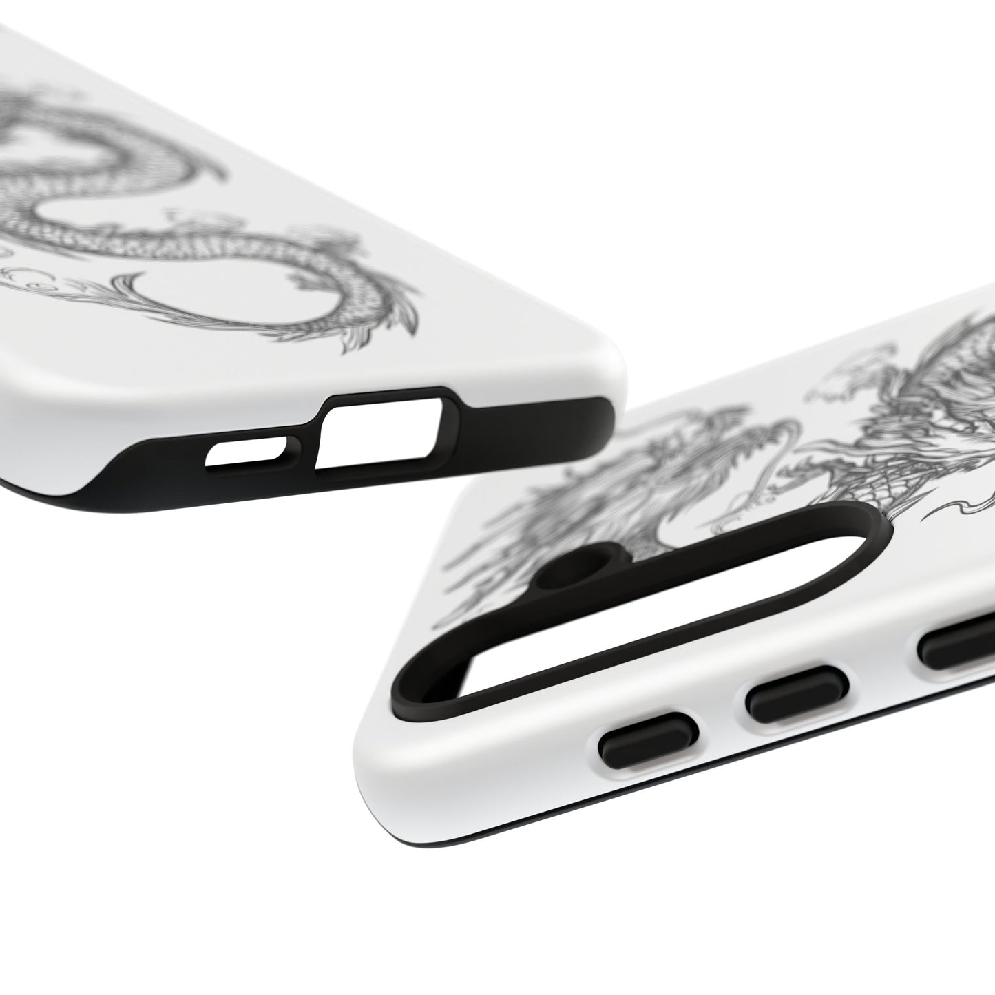 Dragons Phone Cases - Black Ink Tattoo Design of Dragons Tough Cases